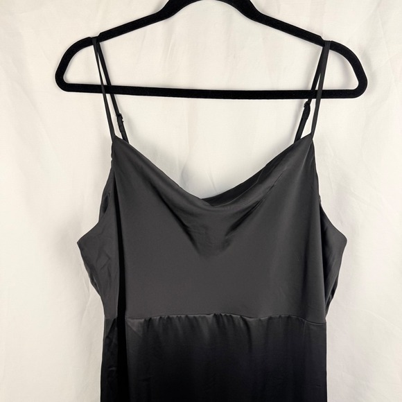 Old Navy Black Cowl Neck Satin Midi Slip Dress Size XL Goth Whimsigoth Romantic - Picture 4 of 9